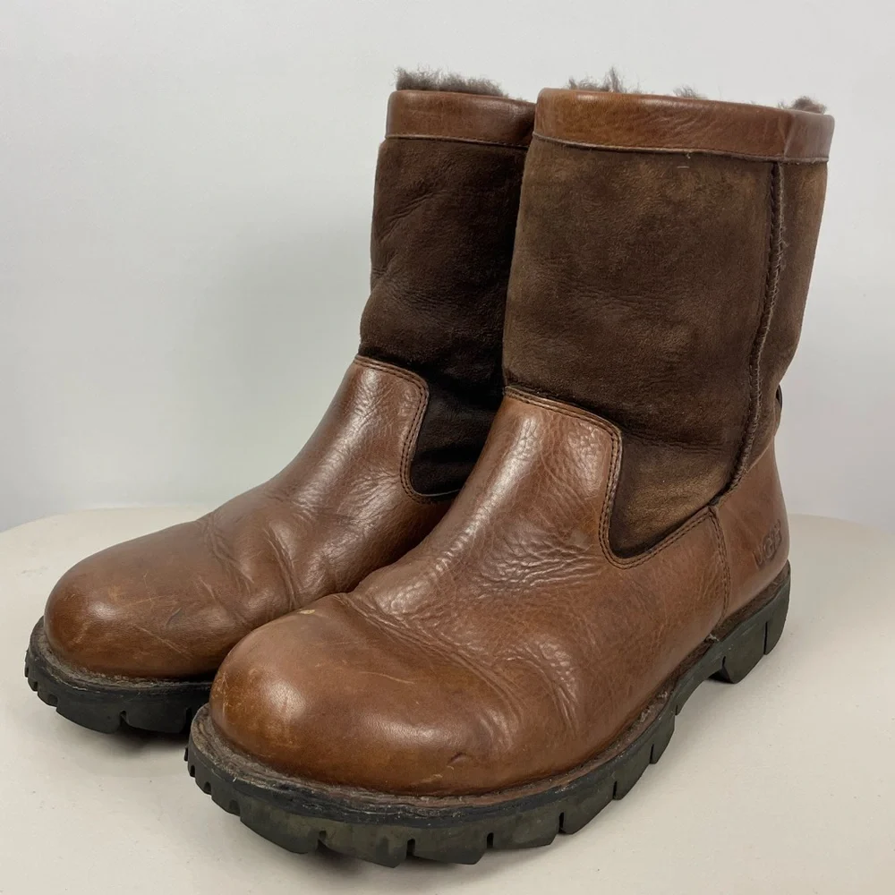 UGG Australia Beacon‎ Sheepskin Lined Men's Chestnut Brown Leather Boots